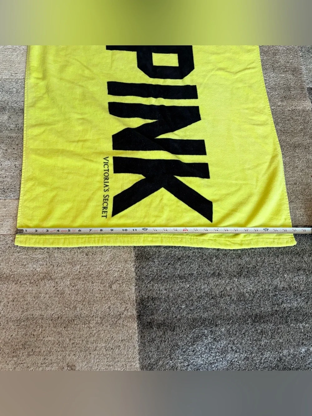 Victoria's Secret PINK Neon Yellow Beach Towel LOVE PINK 56